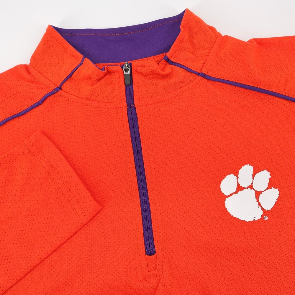 Colosseum Clemson Tigers Paw Logo Orange Long Sleeve 1/4‎ Zip Sweatshirt Mens L